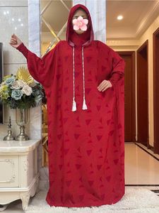 Vêtements ethniques Nouveaux femmes musulmanes longues Slve Abaya Eid Hooded deux chapeaux Cotonddre Turquie Kaftan Arabe Robe Islamic Offre Hijab Dubai Vêtements T240510