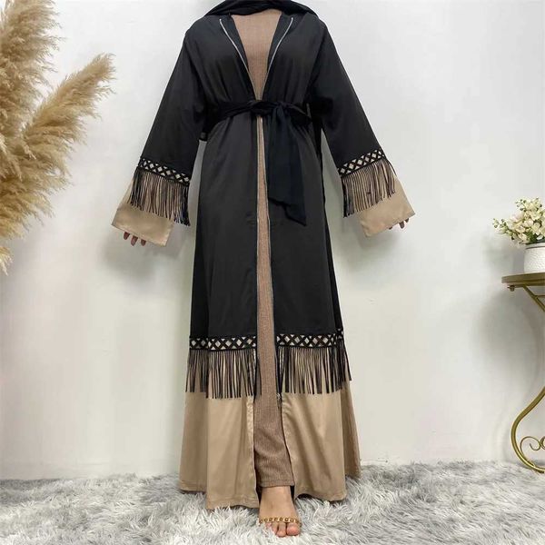 Vêtements ethniques Nouveaux patchs de la dentelle de Ramadan musulman Robe longue robe longue pour les femmes Dubaï Fashion Turc Robe Abaya Arab Islamic Loose Eleg T240510