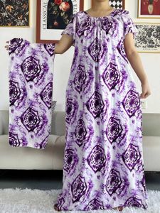 Vêtements ethniques Nouveau été africain Coton Abaya Abaya Tie Dyed Flor Slve Loose Style Dashiki Dubai Stripe Long Lady Robes pour Lady T240510