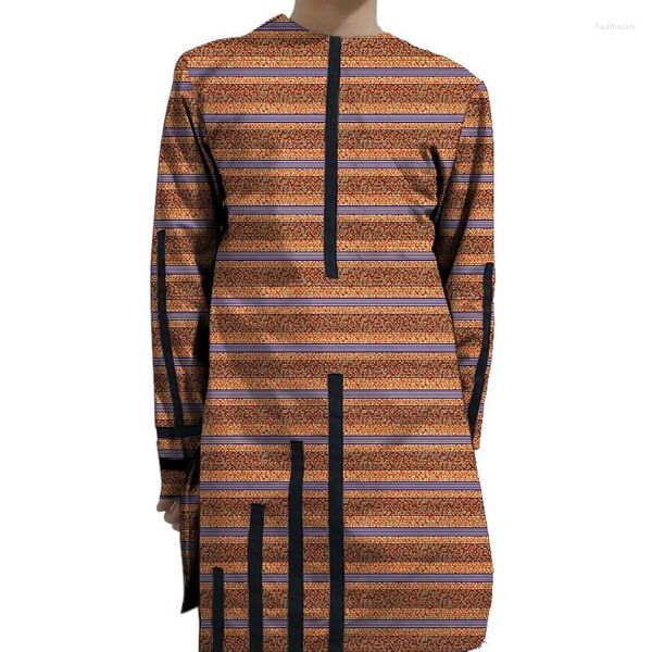 Vêtements ethniques Mode nigériane Chemise pour hommes Rayures noires Patchwork Tops Manches longues Designer Africain Wax Imprimer Vêtements personnalisés