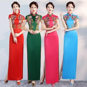 Etnische kleding Old Shanghai Party Cheongsam Vintage Chinese stijl Spring Lange avondjurk Oosterse vrouw Elegant Qipao Vestido plus maat