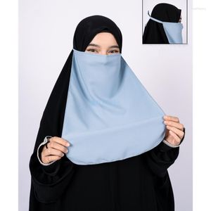 Etnische kleding Eén laag Niqab Chiffon Boerka Bonnet Zwarte sluier Bescheiden slijtage Hijab Ramadan Islamitische gezichtsbedekking Burka Arabische gebedssjaal