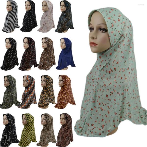 Vêtements ethniques One Piece Amira Femmes musulmanes Imprimer Hijab Head Foulard Wrap Turban Couverture complète Châles islamiques Tirez sur Prêt à porter Cap Hat