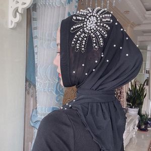 Etnische Kleding Een Stuk Kralen Bloemen Feest Hijab Hoofddeksel Tulband Cap Dubai Mode Moslim Islamitische Hoofddoek Wrap Arabische Sjaals Ramadan
