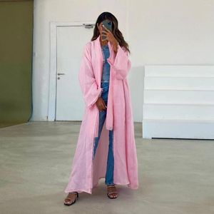 Vêtements ethniques One Piece Ramadan Prière musulmane Hijab Femmes Robe de mode Coton et lin Cardigan Couche extérieure Islam Dubaï Robe modeste