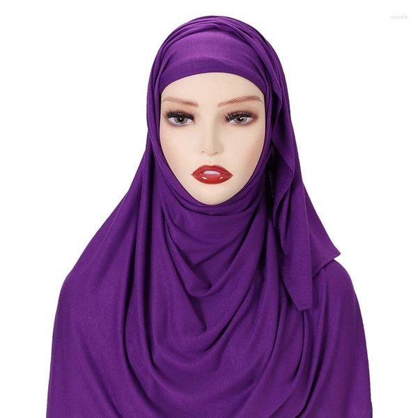 Ropa étnica Bufanda de una pieza con gorra interior Mantón de cachemira Conjunto cálido Sombrero inferior Sombrero de mujer musulmana Pañuelo de color sólido de alta calidad