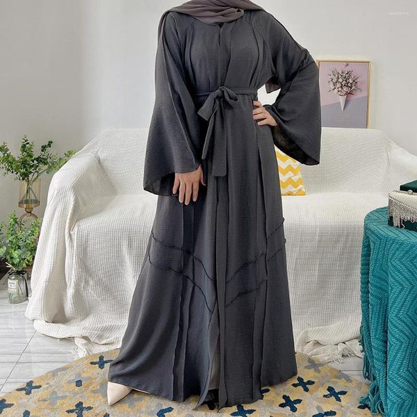 Vêtements ethniques ouvert Abaya Kimono dubaï turquie plissé Hijab Robe musulmane caftans pour femmes robes de soirée Islam Robe Femme Musulmane