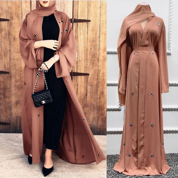 Vêtements ethniques Ouvert Abaya Marocain Caftan Ceinture Femme Musulmane Robe Dubaï Luxe Designer 2023 Dernière Haute Classe Satin Turquie Arabe Sari