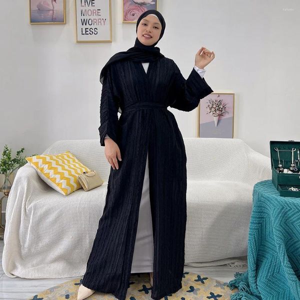 Ropa étnica Abaya abierta Mujer musulmana Kimono Ropa islámica Kaftan Hijab Robe Dubai Arabia Saudita Turco Elegante Traje modesto Eid