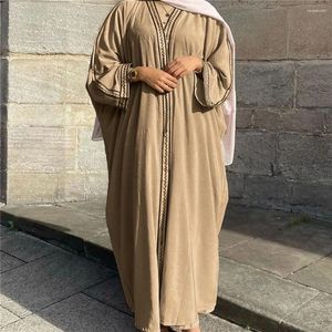 Etnische kleding Open abaya's Borduren Kimono Moslimvrouwen Vest Maxi-jurk Islam Dubai Saudi Gewaad Casual Kaftan Ramadan Eid Uitloper