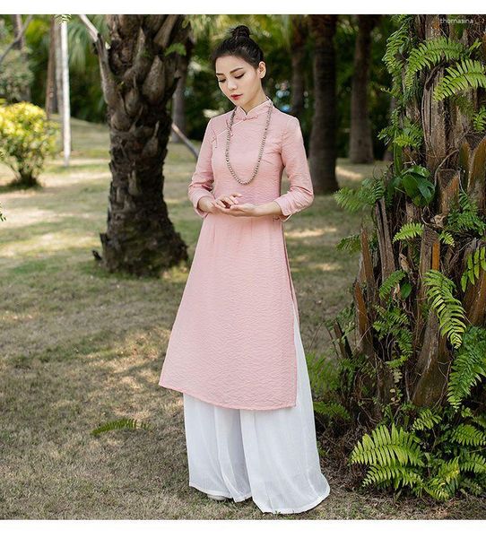 Vêtements ethniques Style Oriental Ao Dai Vietnam Robe Traditionnelle Pour Femmes Gracieux Chinois Qipao Cheongsam Vintage Élégant