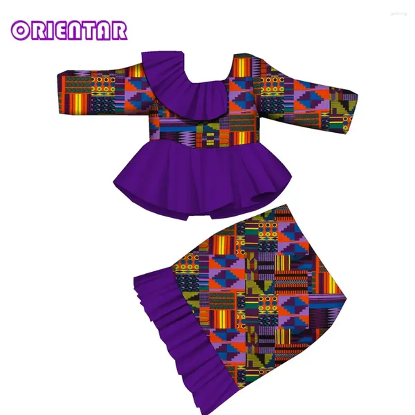 Vêtements ethniques Orientar Dashiki Africain 2 pièces Ensembles Vêtements pour enfants pour fille Manches longues Tops Tenues Filles Jupes Costumes WYT761