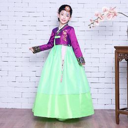 Etnische kleding originele kinderen geborduurd Hanbok Koreaans kostuumprestaties meisje jurk