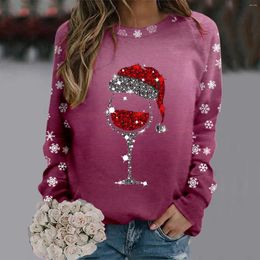 Ropa étnica Estrella al aire libre Moda para mujer Feliz Navidad Imprimir O Cuello Sudadera Round Fit Jersey Tops Algodón Sudaderas suaves Mujeres