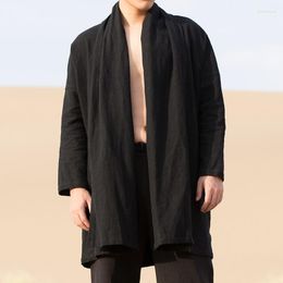 Vêtements ethniques surdimensionné coton lin kimono cardigan veste vêtements japonais yukata mâle samouraï costume haori plage hommes streetwear