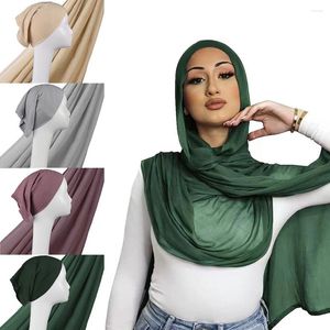 Etnische kleding oversized licht viscose rayon hijab sjaal met jersey binnenkappen sjaal dunne bloeikoeikas