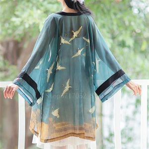 Vêtements ethniques Pakaian Tradisional Jepang Wanita Mujer Jaket Pelindung Matahari Pantai Musim Panas Kimono CetakDerek KardiganHarajukuCina