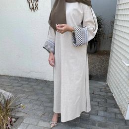 Etnische kleding Palestijns linnen gesloten Abaya Keffiyeh moslimjurk Abayas voor vrouwen Dubai Luxe 2024 Turkije Ramadan Islam Kleding hijab