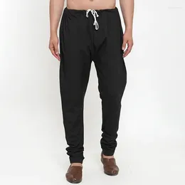 Pantalones de ropa étnica para hombres Negro Atentable Atentable Atoda de algodón del sur Asiático India Pakistani