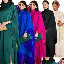 Party de vêtements ethniques Plaine musulmane Abaya Robe Dubaï Ramadan Eid Casual for Women Hijab Hijab Satin Islamic Modest Clothes Kaftan Dr Otfql