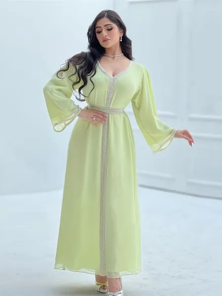 Vêtements ethniques Fête Ramadan Kaftan Abaya Dubaï Robe Longue Djellaba Musulmane Pakistanais Turquie Islam Arabe Musulman Hijab Maxi Robe Pour