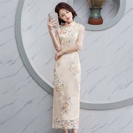 Etnische kleding Feestjurken Luxe China-stijl Elegant Banket Lange Qipao Oosterse vrouwelijke bruiloft Slanke prom Cheongsam-jurken 2704