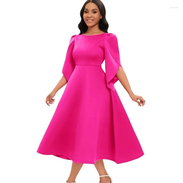 Vêtements ethniques Robe trapèze à manches pétales Robes longues africaines pour femmes 2023 Vente d'été Soirée Taille haute Robe Femme Plus Taille