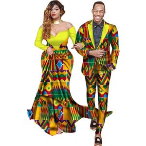 Conjunto de piezas de ropa étnica Ropa africana para parejas amantes Trajes de hombre Vestido largo de fiesta largo para mujer 6XL WYQ40Ethnic