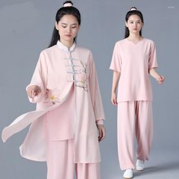 Vêtements ethniques Rose Tai Chi Uniforme Matin Sports Martail Arts Vêtements Performance Costumes Outfit Ji Exercice Costume Casual TA2072