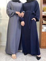 Ropa étnica Llanura Abaya Dubai Musulmán Hijab Vestido Manga elástica Básico Cerrado Abayas para mujeres Turquía Ramadán Islámico Kaftan Robe