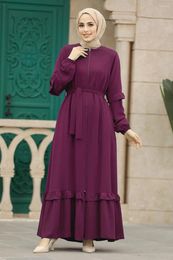 Etnische kleding Effen gesloten Abaya Dubai moslimjurk Luxe hoogwaardige abaya's voor vrouwen Rits Turkse jurken met riem Islam Outfit