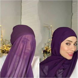 Vêtements ethniques couleur unie en mousseline de soie Hijab musulman 70 180 cm Hijabs pour Femme Femme Musulman châles écharpe femmes solide tête enveloppes