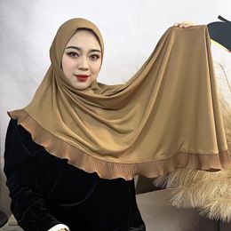 Vêtements ethniques Plain Ruffles Murffon Instant Hijab Scarpe longue pour les femmes Châle Couleur solide Islam Bandana Muslim Turban Bonnet chimio