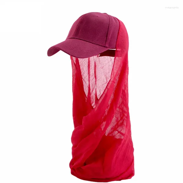 Ropa étnica simple burbuja sólida hijab instantánea con gorras de béisbol mujeres respiración de verano encubrimiento musulmán bufanda de chal envoltura bonnet