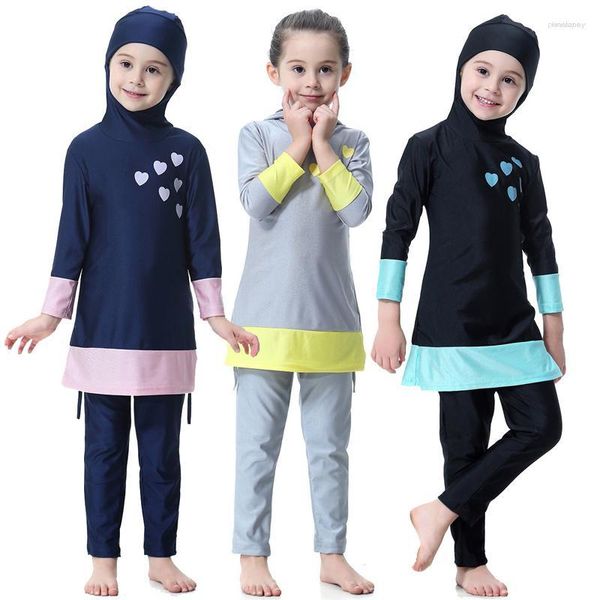 Conjunto De 2 piezas De ropa étnica De talla grande para niños y niñas De secado rápido Banador Abaya Dubai traje De baño musulmán traje De Baño islámico Burkinis Traje De Bano