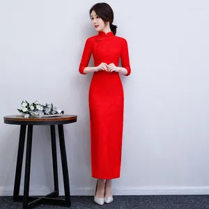 Vêtements ethniques Plus Taille 3XL 4XL Chinois Qipao Classique Femmes Dentelle Cheongsam Oriental Mariée Robes De Mariée Rouge Femme Soirée Soirée Noire