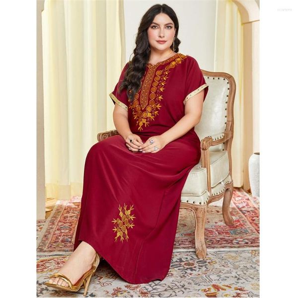 Vêtements ethniques grande taille Abayas pour femmes musulmanes perles en vrac broderie Maxi Robe Turquie Caftan Dubaï Eid Ramadan Robe Jalabiya Caftan