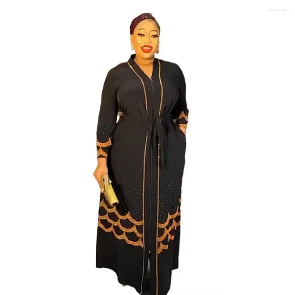 Vêtements ethniques Plus Taille Robes africaines pour femme Traditionnelle Musulman Abaya Noir Dubaï Turquie Hijab Fête de luxe Saoudienne Soirée Élégante