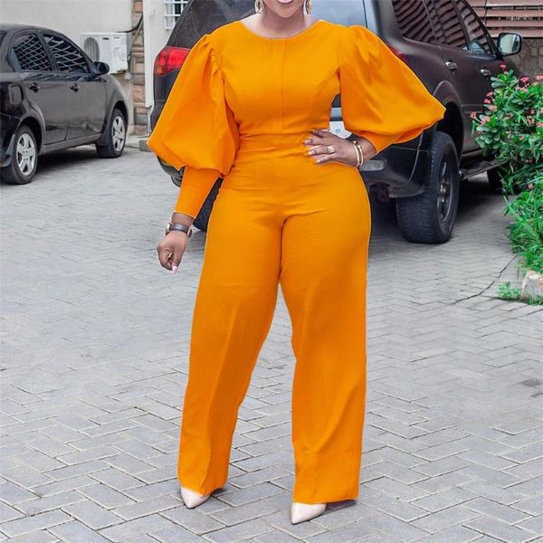 Vêtements ethniques Plus Taille Femmes Africaines Élégantes Longues Combinaisons O-Cou Une Pièce Tenue Casual Mode Dame 2024 Automne Taille Haute Droite