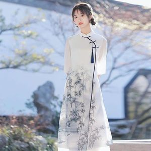 Vêtements ethniques Plus Taille Chinois Traditionnel Qipao Cheongsam 2024 Surdimensionné Haut de gamme Manches inversées Rétro Femme Chi-pao Soirée