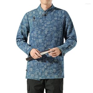 Vêtements ethniques grande taille M-5XL hommes Vintage Denim vestes col Mandarin grenouille boutons chinois Jean manteaux japonais Streetwear côté