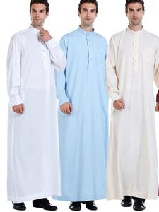 Etnische kleding plus maat Midden -Oosten Saoedi -Arabië mannen massief kleuren shirt gewaad moslim Dubai Long Abaya Turkije Kaftan Ropa Hombre Islamic