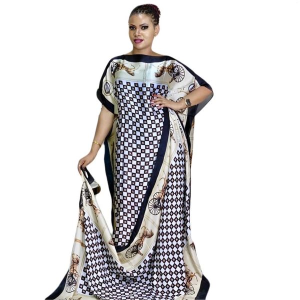 Vêtements ethniques Plus taille modeste robe de kaftan couloir de la bande de femmes à imprimé géométrique à manches de batwing rond maxi