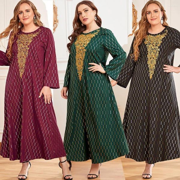 Vêtements ethniques Plus Taille Robes Robe Longue Femme Musulman Eid Abaya Dubaï Kaftan Turquie Islamique Arabe Musulman Hijab Robe Pour Femmes