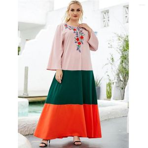 Etnische kleding plus size vrouwen lange mouw borduurwerk kaftan jurk Arabisch abaya kalkoen Midden -Oosten vintage casual maxi robe islamitisch