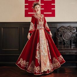 Roupas étnicas Plus Size Xiuhe 2023 Verão Chinês Hanfu Vestido de Noiva Brinde Nupcial Mulheres Glitter Vestido Robes