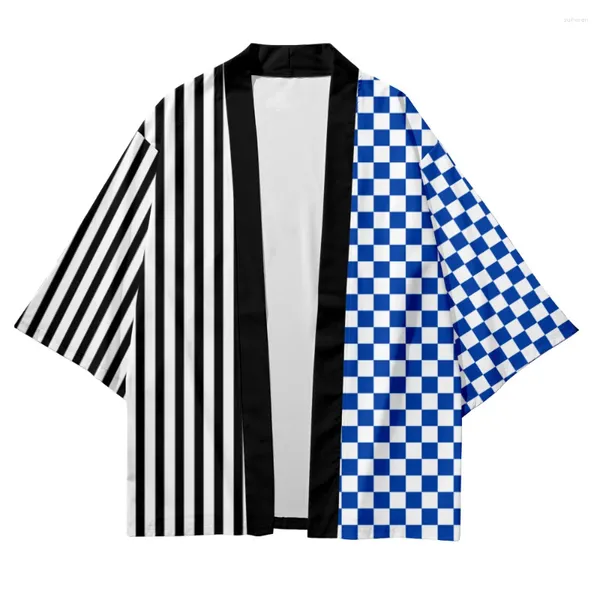 Vêtements ethniques Plus Taille XXS-6XL 5XL Rayé Damier Japonais Asiatique Streetwear Tanjiro Kimono Cardigan Femmes Hommes Harajuku Haori Top