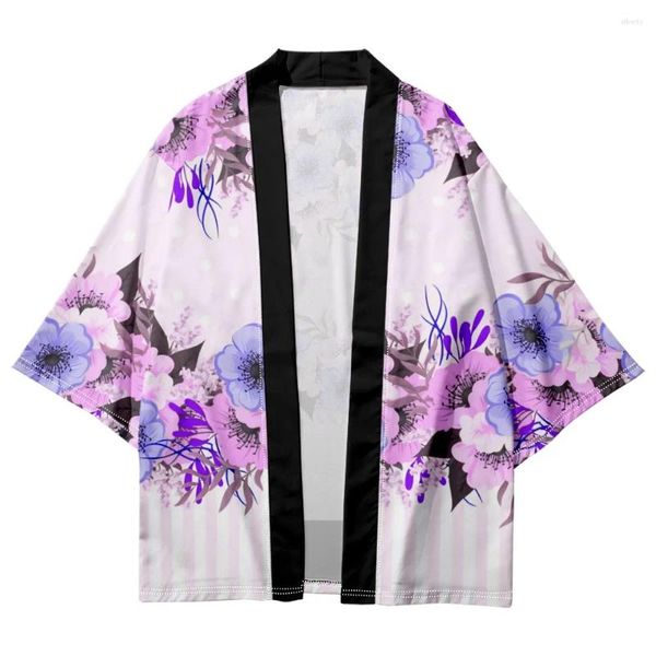 Vêtements ethniques Plus Taille XXS-6XL Japonais Kimono Kimetsu Robe Mode Imprimer Plage Cardigan Hommes Chemises Yukata Haori Femme