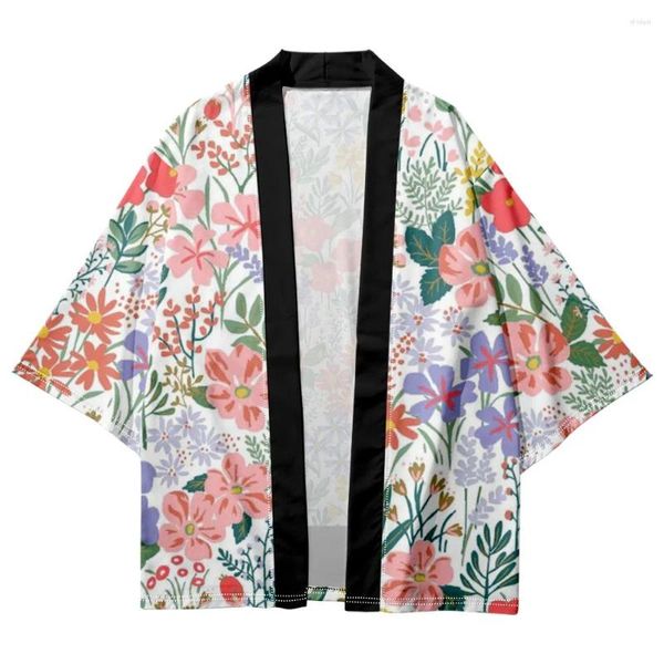 Vêtements ethniques plus taille xxs-6xl japonais kimono kimetsu robe flore fleur imprimer plage cardigan mascules chemises yukata haori femmes