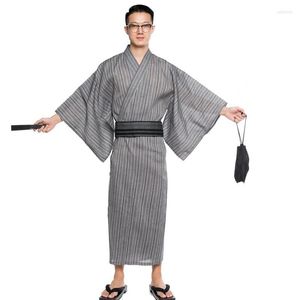Vêtements ethniques Plus XL Mâle Simple Kimono Japonais Robes D'été Coton Peignoir Casual Robe De Chambre Hommes Avec Obi Et Sac DH048